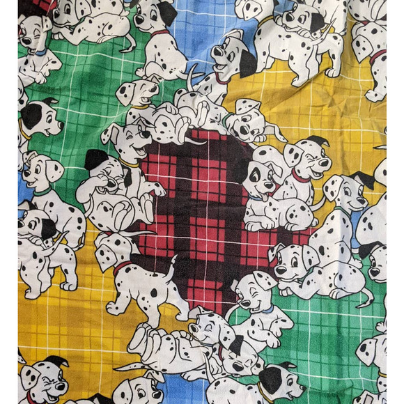Vintage Disney 101 Dalmatians Twin Fitted Cotton Flannel Sheet Fabric Cutter - Picture 1 of 6
